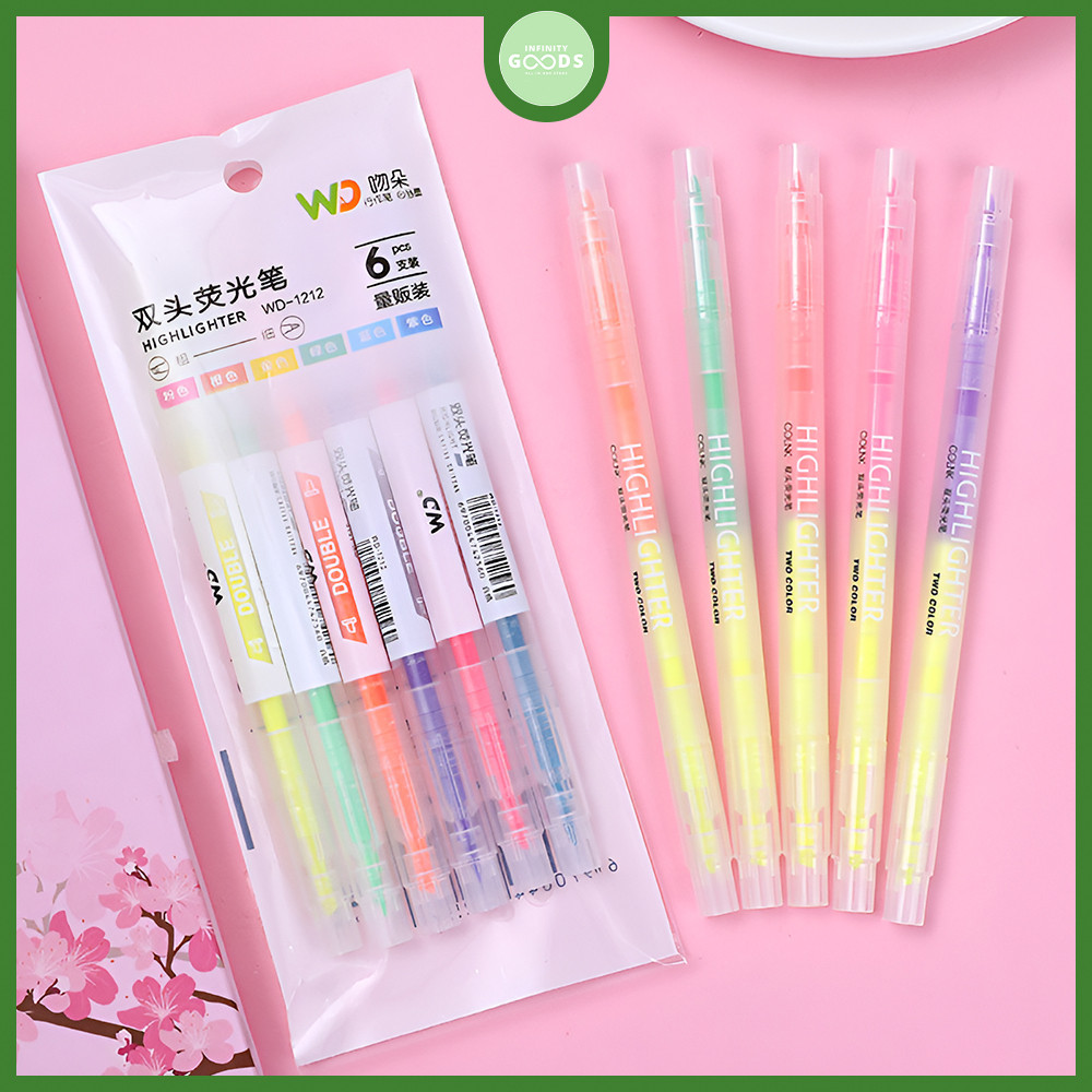 

KAN Stabilo Panjang 2 Sisi Warna Warni Isi 6 pcs Highlighter 2 Side