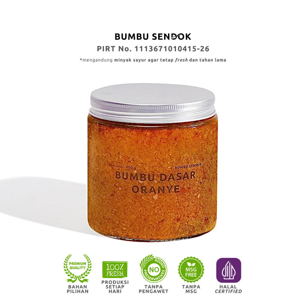 

Bumbu Dasar Oranye 400g --- BUMBU SENDOK Halus Dapur Instan Masak Homemade Basah Tanpa MSG Lengkap Komplit Giling MPASI Putih Merah Bombay Kating Brebes Baceman Cepat Saji Favorit Premium Tongseng Rendang Pepes Gulai Bakar Ayam Ikan Daging Sapi Nasi Goren