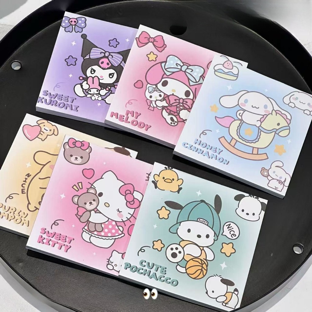 

50pcs Kawaii Sanrio Hello Kitty Comfort Book Melody Kuromi Notebook Book Post-it Notes Cute Paste Notepad Office Stationery