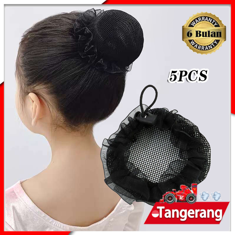 5PCS Hair Bun Net / Ballerina Bun / Jaring Polos Hitam / Harnet Rambut Cepol