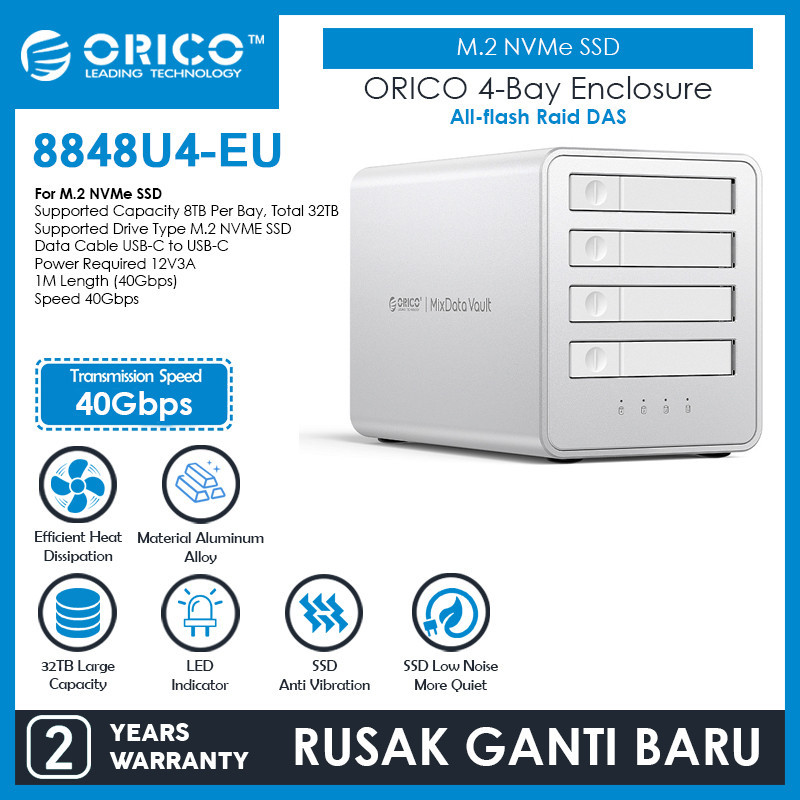 ORICO 4-Bay All-Flash Enclosure for M.2 NVMe SSD - 8848U4