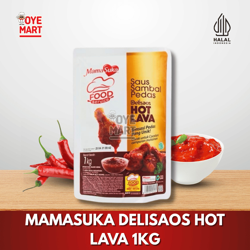 

DELISAOS SAUS SAMBAL HOT LAVA MAMASUKA 1KG /SAUS SAMBAL PEDAS HARGA PROMO