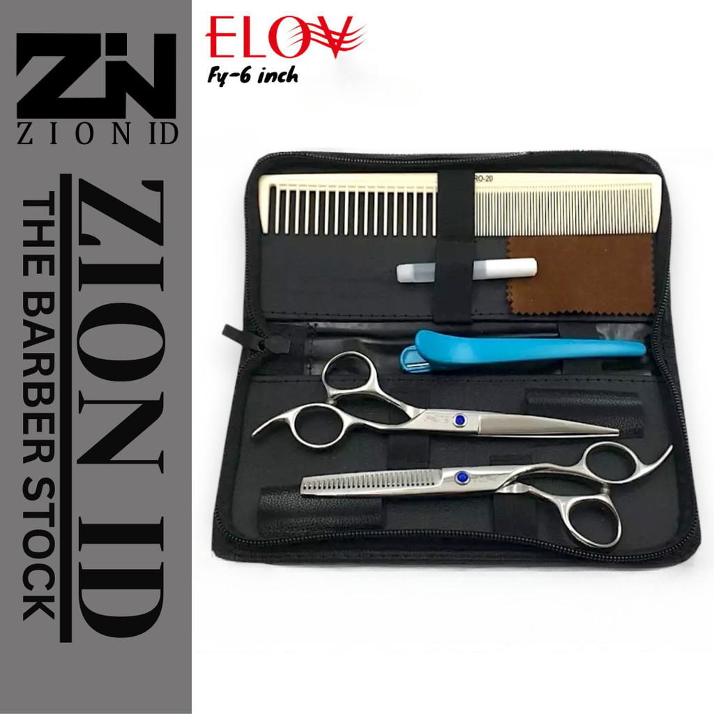ZION ID | GUNTING ELOV FY 6 INCH SET GUNTING POTONG RAMBUT DAN GUNTING SASAK CACAH 6 INCH
