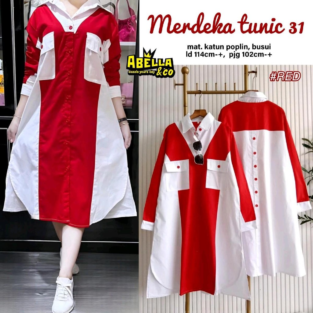 TUNIK MERAH PUTIH SPECIAL KEMERDEKAAN LD 114 PANJANG 102 BUSUI KEREN ABIZ