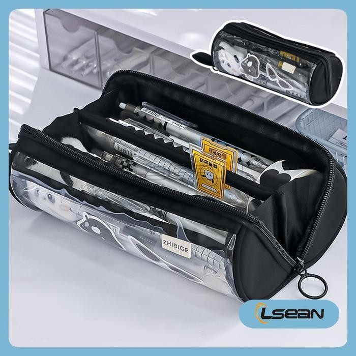 

Tempat Pensil Transparan Estetik Bentuk Bulat Tempat Penyimpanan Alat Tulis Multifungsi Kapasitas Besar Stationery - BLACK