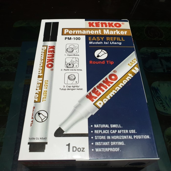 

[New Arrival] Spidol permanent marker pm100 kenko 1pak isi 12pc - Hitam