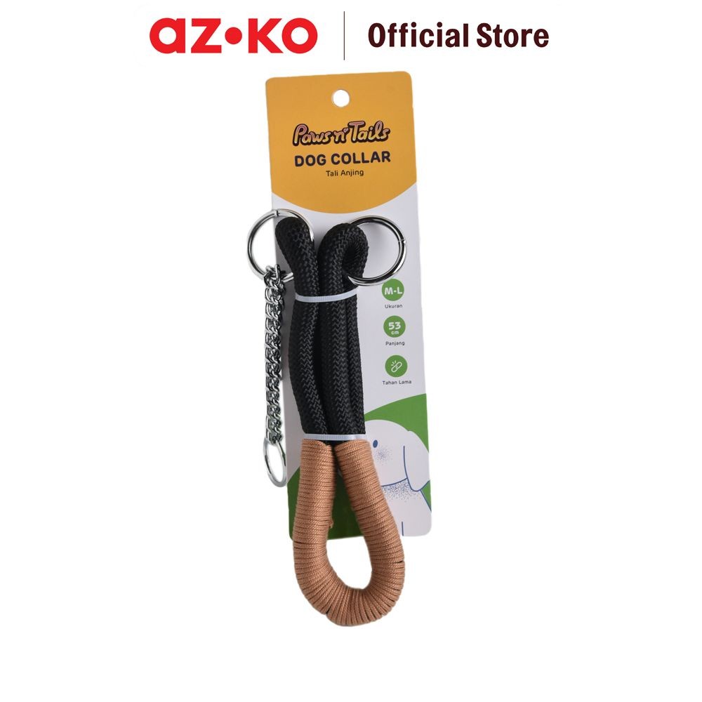 AZKO Paws N Tail 53 cm Kalung Anjing Durable 25mm - Cokelat/Hitam Choker Anjing Tali Leher Hewan Dog