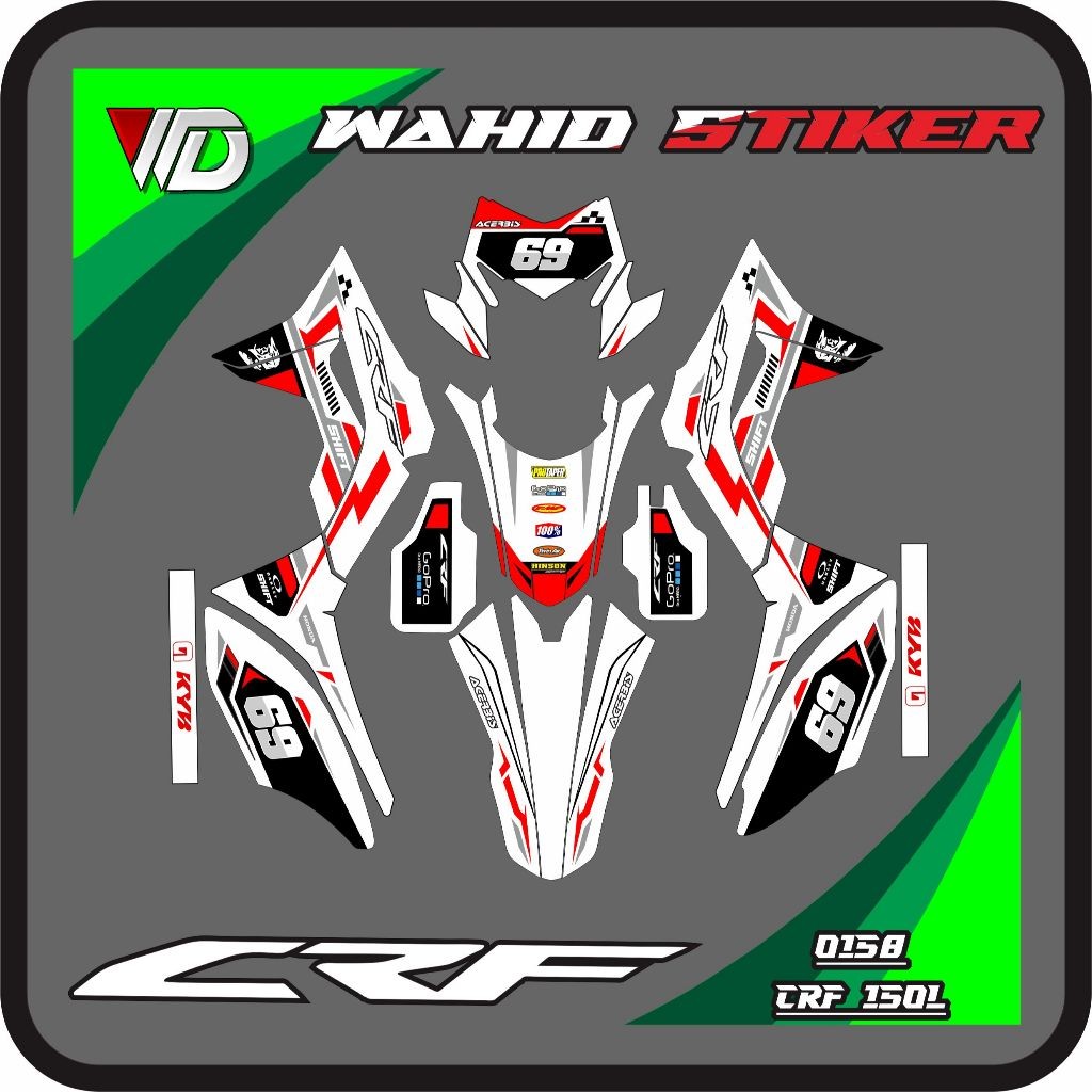 0158 Decal stiker sepeda motor crf 150 custom setiker decal crf 150L full body primium variasi dasar