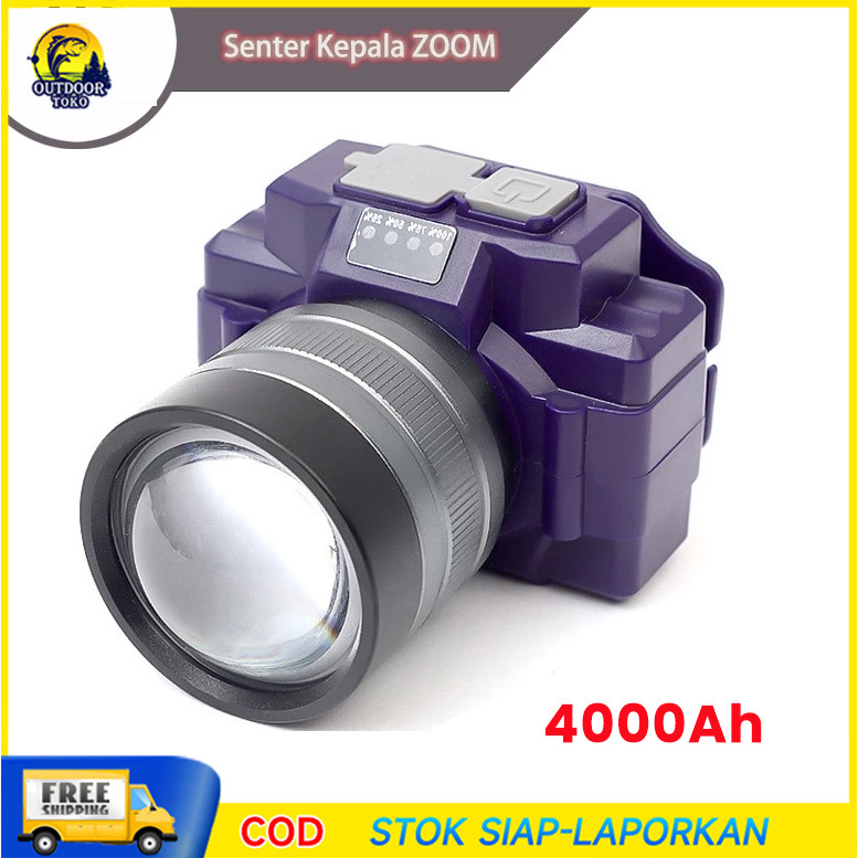 Senter Kepala Zoom LED Senter Super Terang Headlamp USB Chargeable Senter Kepala Zoom In Out Led 3 M