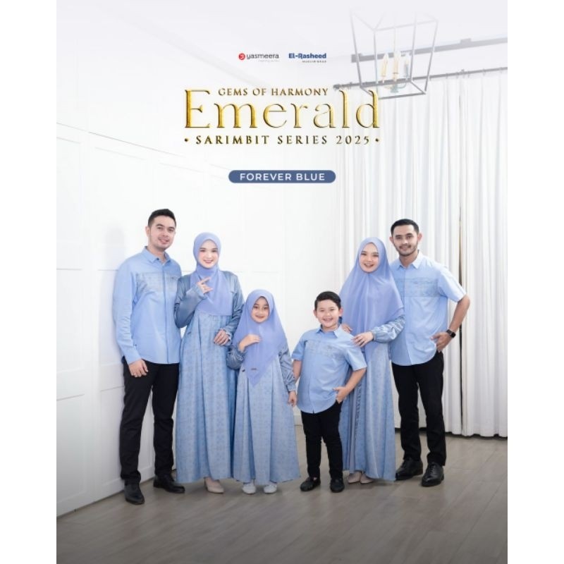 GAMIS COUPLE KELUARGA SARIMBIT TERBARU TERLARIS KEKINIAN 2025 EMERALD - FOREVER BLUE | YASMEERA