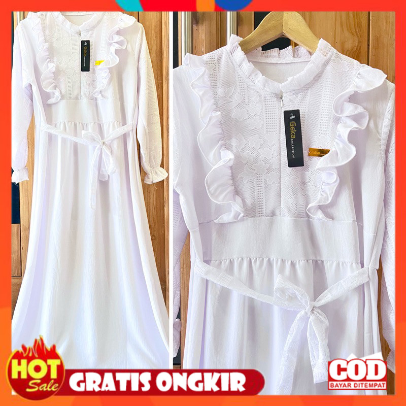 [PREMIUM ORIGINAL] GAMIS PUTIH BROKLAT CRINKLE