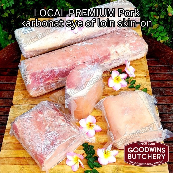 

Pork eye of loin skin on local premium ALL CUTS karbonat babi berkulit beku frozen SEMUA POTONGAN