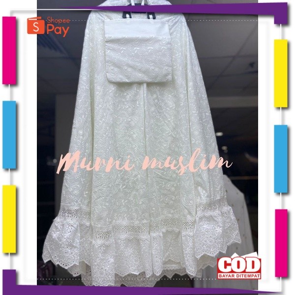 [PREMIUM ORIGINAL] mukena dewasa katun Paris putih rempel mukena putih rempel