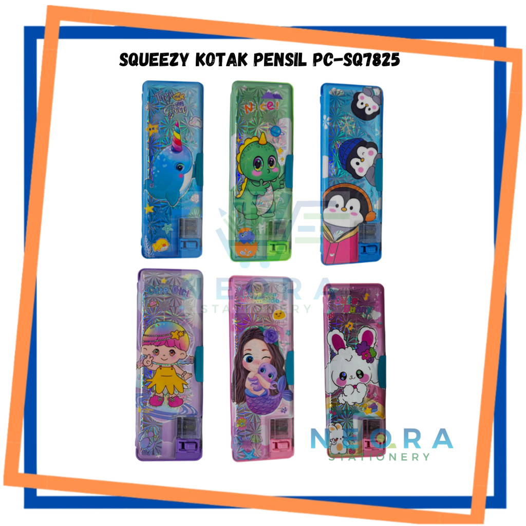 

Squeezy Kotak Pensil SQ-7825 Magnet Serutan Motif Anak-anak/ Kotak Pensil lucu Anak Magnet Serutan
