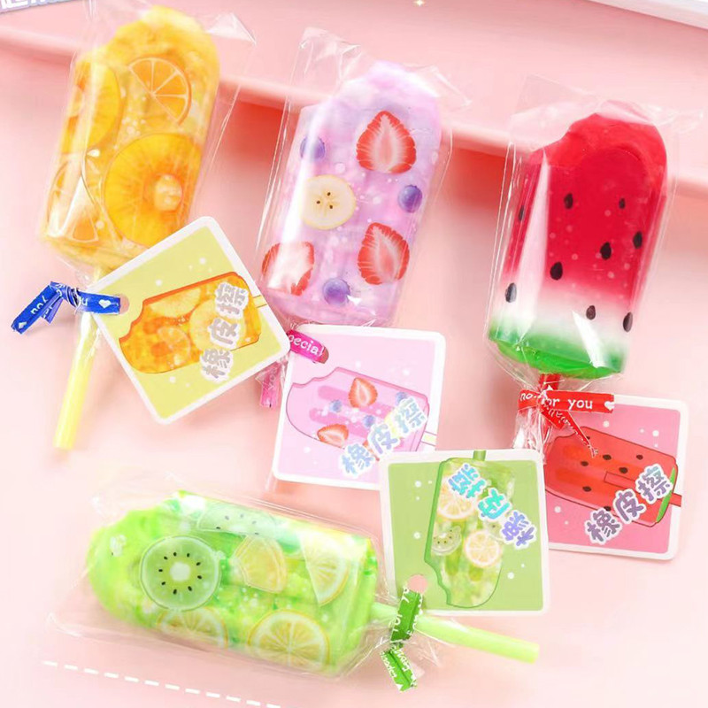 

4 Pieces Cute Kawaii Creative fruit Eraser Rubber Stationery School Supply Novelty Lovely Eraser children's day gifts