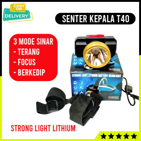Senter Kepala LED Headlamp Lampu USB Recharger High Power T40