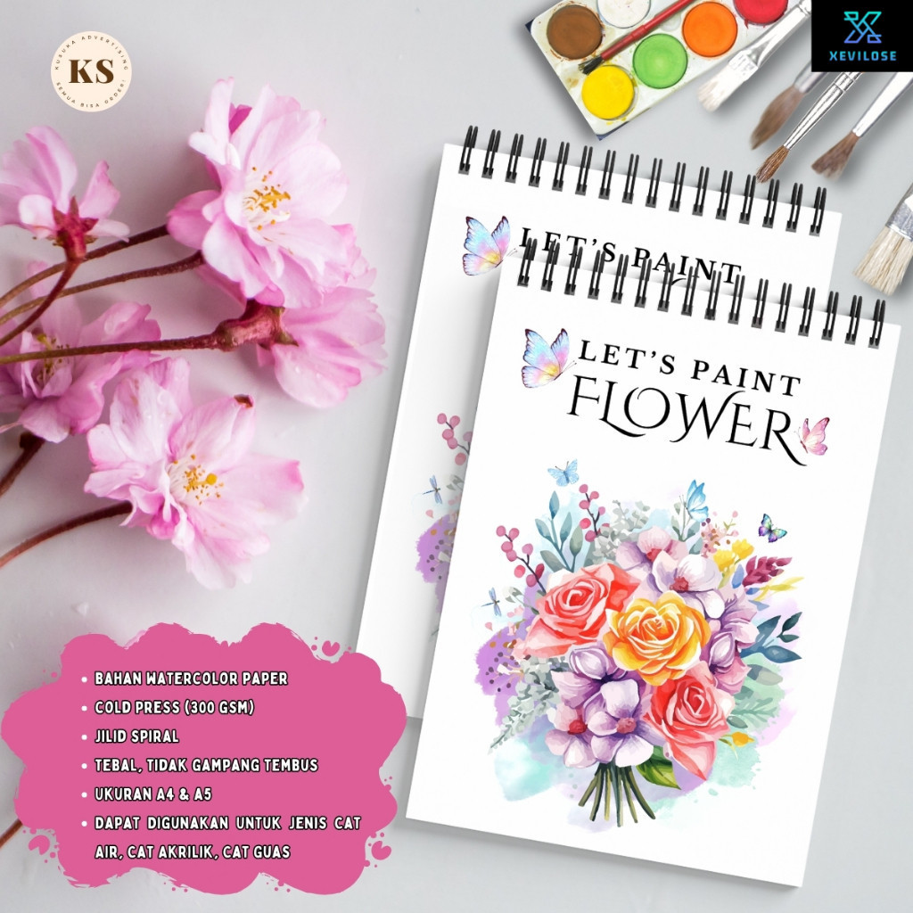 

WATERCOLOR BOOK TEMA FLOWER COLD PRESS 300GSM Buku Sketsa Mewarnai Dewasa Remaja Ukuran A4 A5