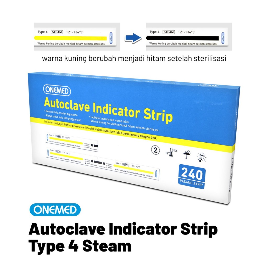 ONEMED Autoclave Indicator Strip Box Isi 240 Pasang OT