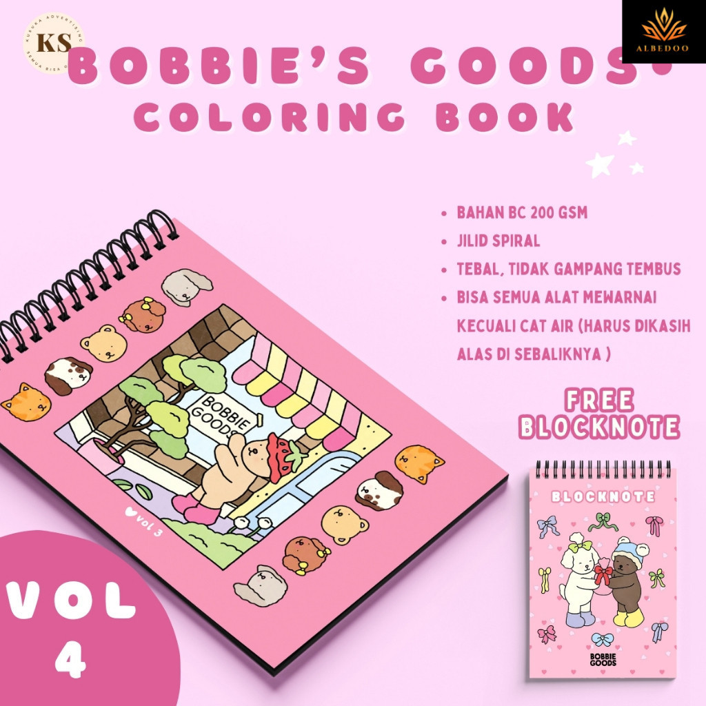 

Bobbie's Goods Vol.4 Coloring Book Buku Mewarnai Anak Remaja Dewasa Aesthetic Kertas Tebal
