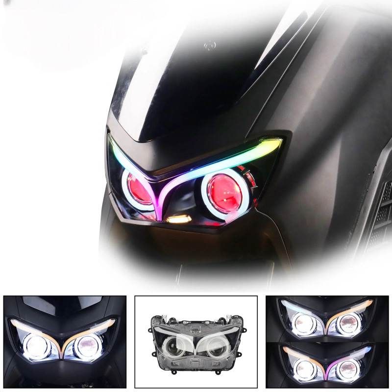 Lampu Depan HID Proyektor Nmax New RGB Headlamp Projie Biled HID All Nmax New 2020 - 2024 Lampu Depa