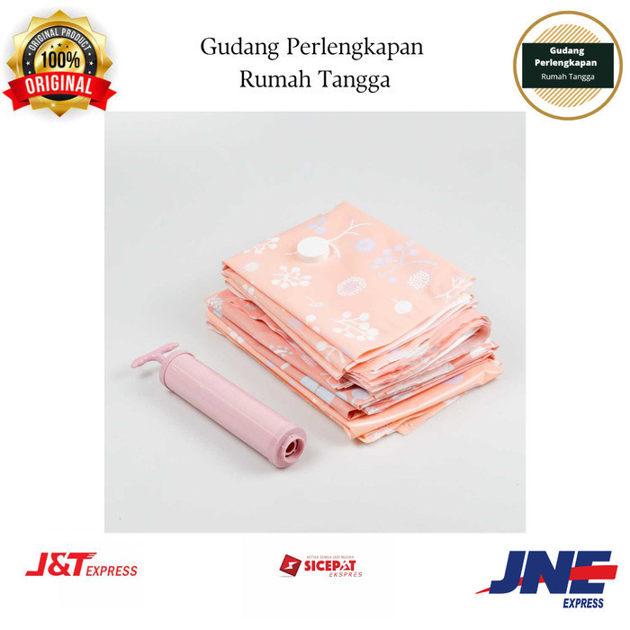 Plastik Vacuum Baju Traveling Gratis Pompa Alat Vakum Baju 10 PCS