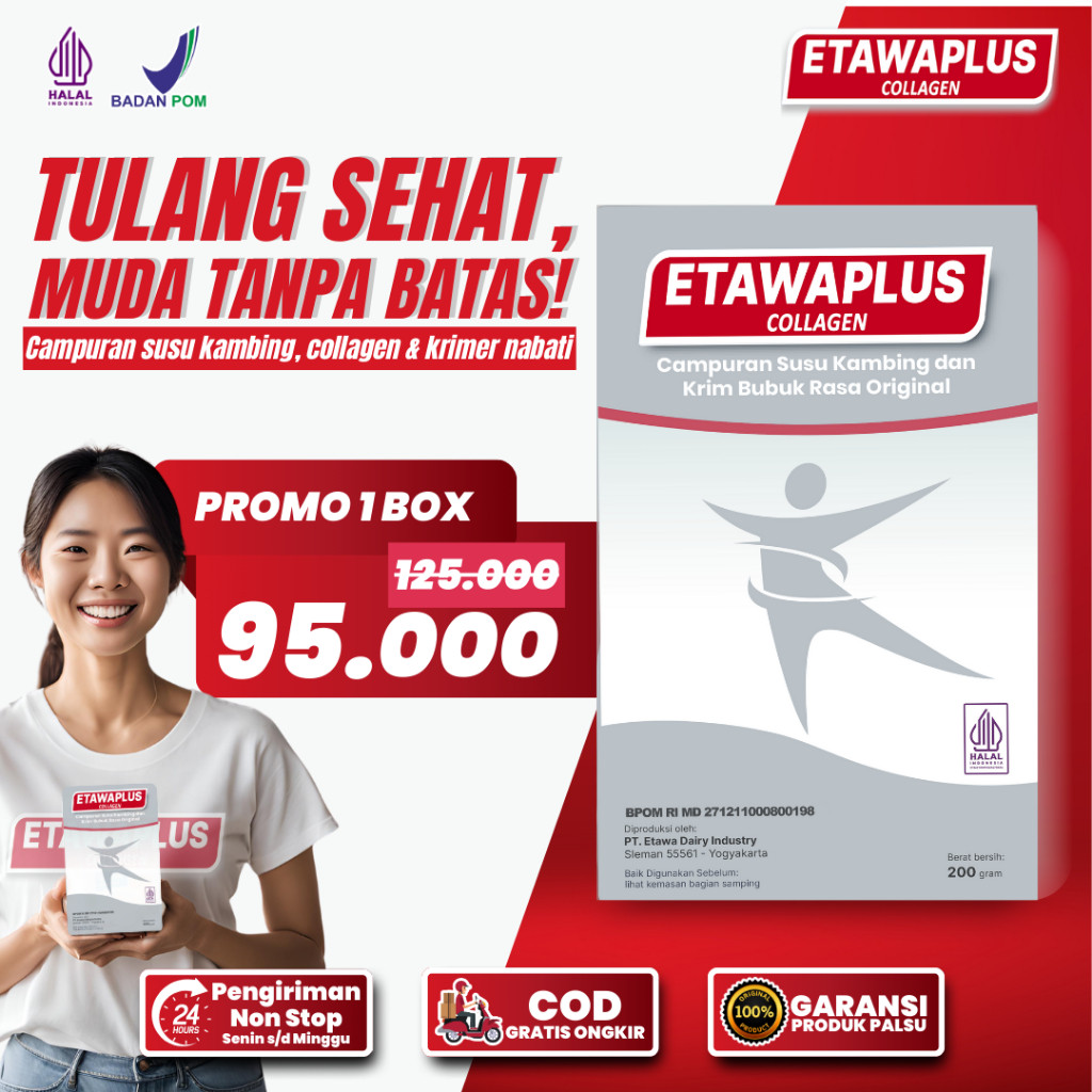 

Etawaplus Collagen Susu Kambing Etawa dan Kolagen Ikan Untuk Tulang sendi dan Mencegah Penuaan Dini