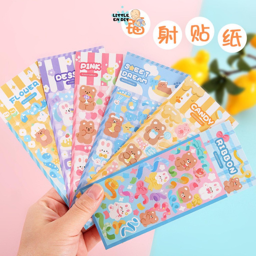 

Poohstation ATK54 Sticker Waterproof Kartun Bear/ Sticker Hologram/ Sticker Motif Beruang dan Kelinci