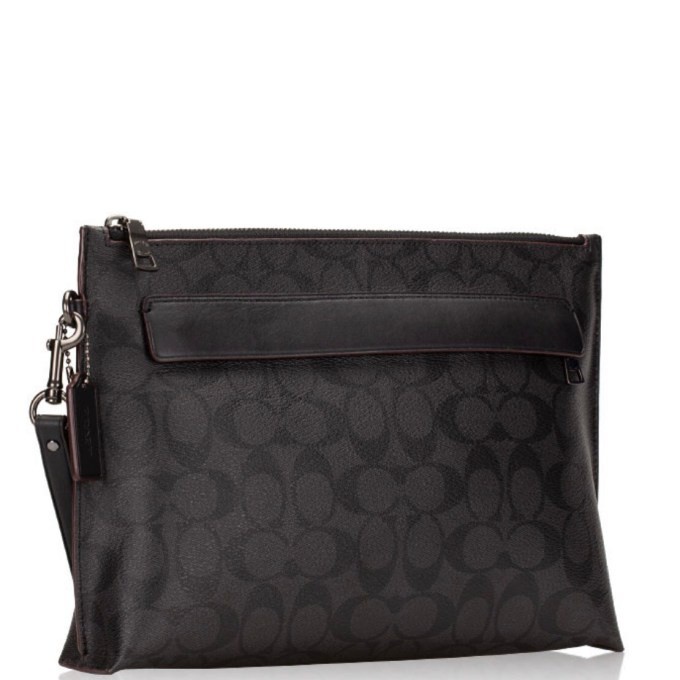 COACH Men’s Carryall Pouch XL in Signature Shadow / Black