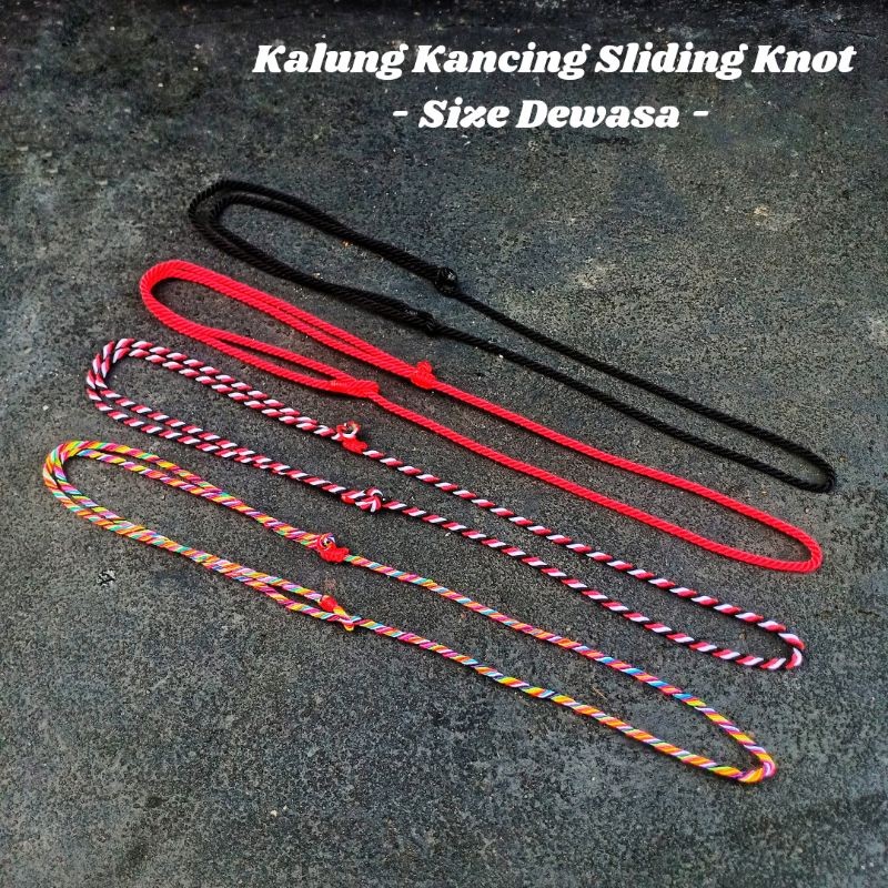 Kalung Sliding Knot Seri Dewasa / Kalung Tridatu Asli Bali / Kalung Pria Keren / Kalung Hitam / Kalu