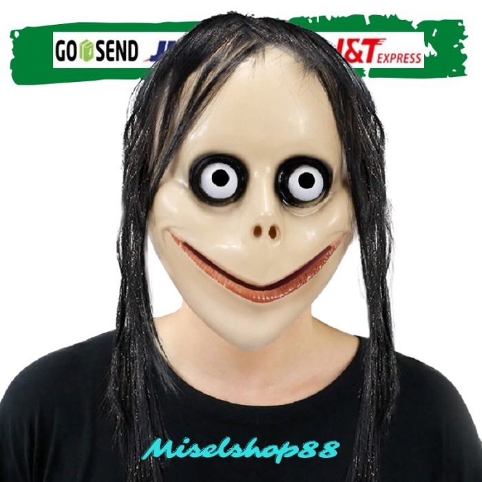 Topeng Hantu Momo Halloween Seram Rumah Hantu Prank Cosplay Scary Mask