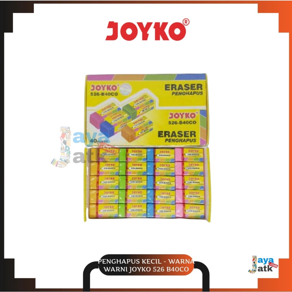

(PACK) Penghapus Karet Kecil / Eraser Warna-Warni - Joyko 526 B40CO