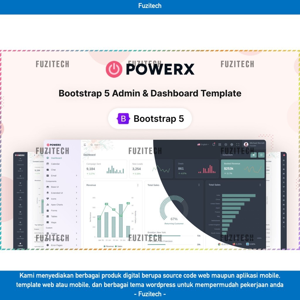 WEB TEMPLATE POWERX - BOOTSTRAP 5 ADMIN & DASHBOARD UI KIT D2389 FUZITECH
