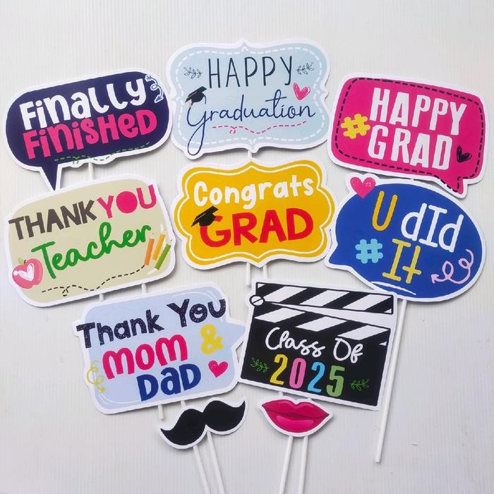 SIMPLE GRADUATION 8PCS FUN PROPS PHOTOBOOTH PROPS WISUDA