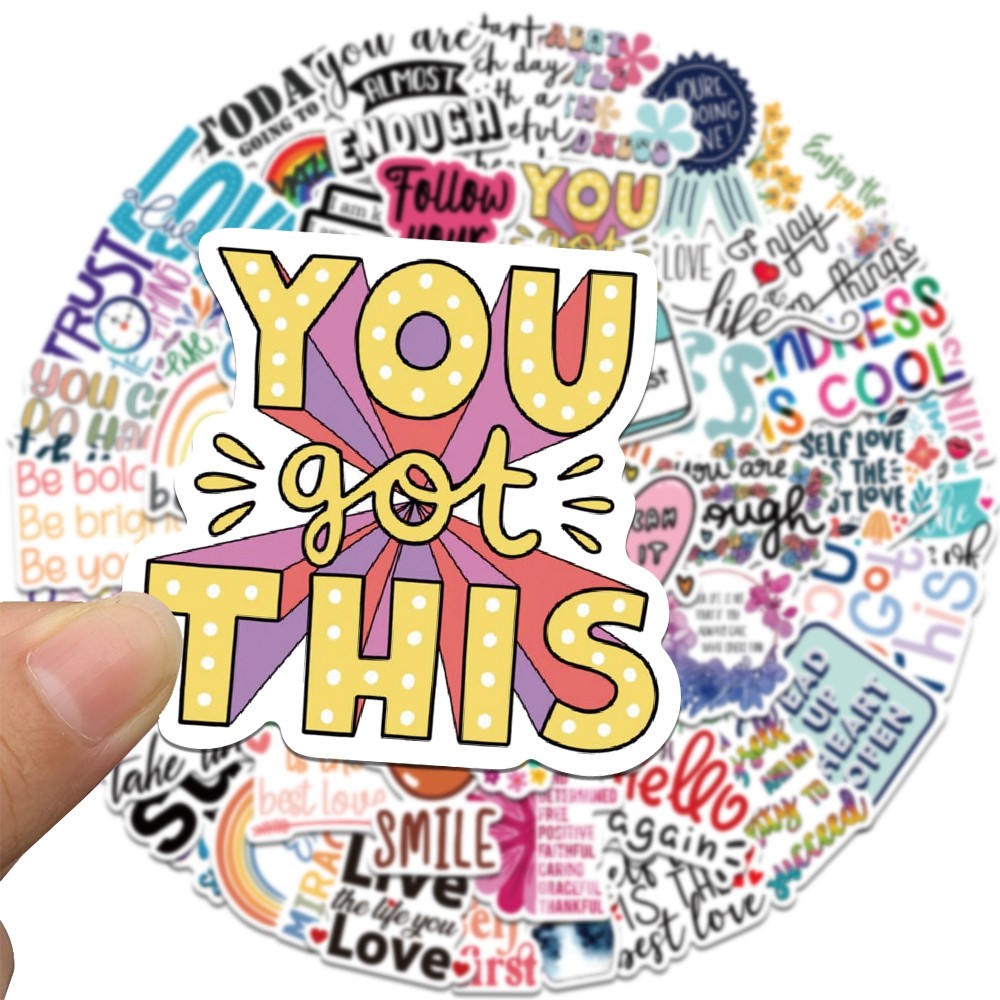 

52pcs Inspirational Quote Stickers Pack Positive Decals for Water Bottle Laptop Phone Skateboard Helmet Gifts for Teens Kids