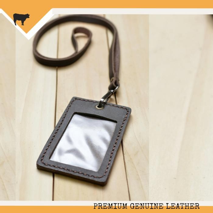 

ANDMA ID CARD CASE KULIT ASLI HANDMADE, GENUINE LEATHER NAME TAG DARK BROWN