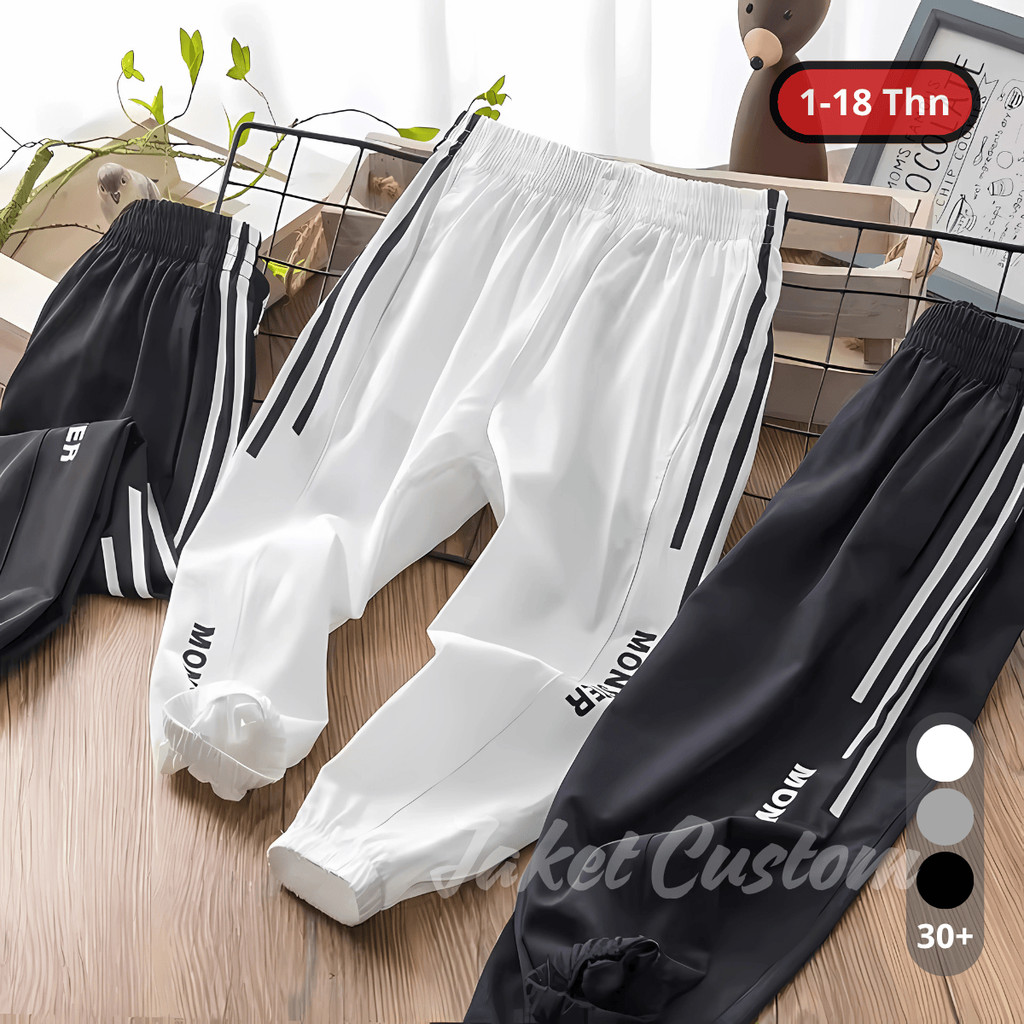 Celana Olahraga Jogger Pants Training Anak Laki Laki Perempuan 5 7 12 14 Tahun Premium Hitam Panjang