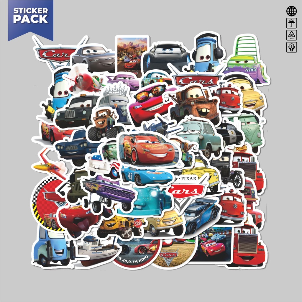 

[100PCS]Stiker Pack Stiker Kartun Cars [Mobil] Aesthetic Vinyl Anti Air Dekorasi Sticker Laptop Buku Journal Koper Helm Casing HP Gitar Helm Skateboard