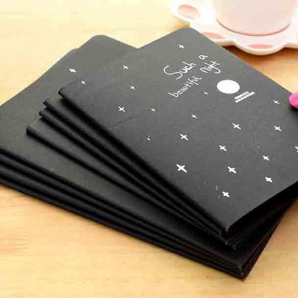 

TERLARIS! BISA COD 6448 Buku Tulis Warna Hitam / DIY Scrapbook Agenda Foto Diary / Black Paper Plain Notebook Kertas Stiker Stationery Washi - Hitam, L