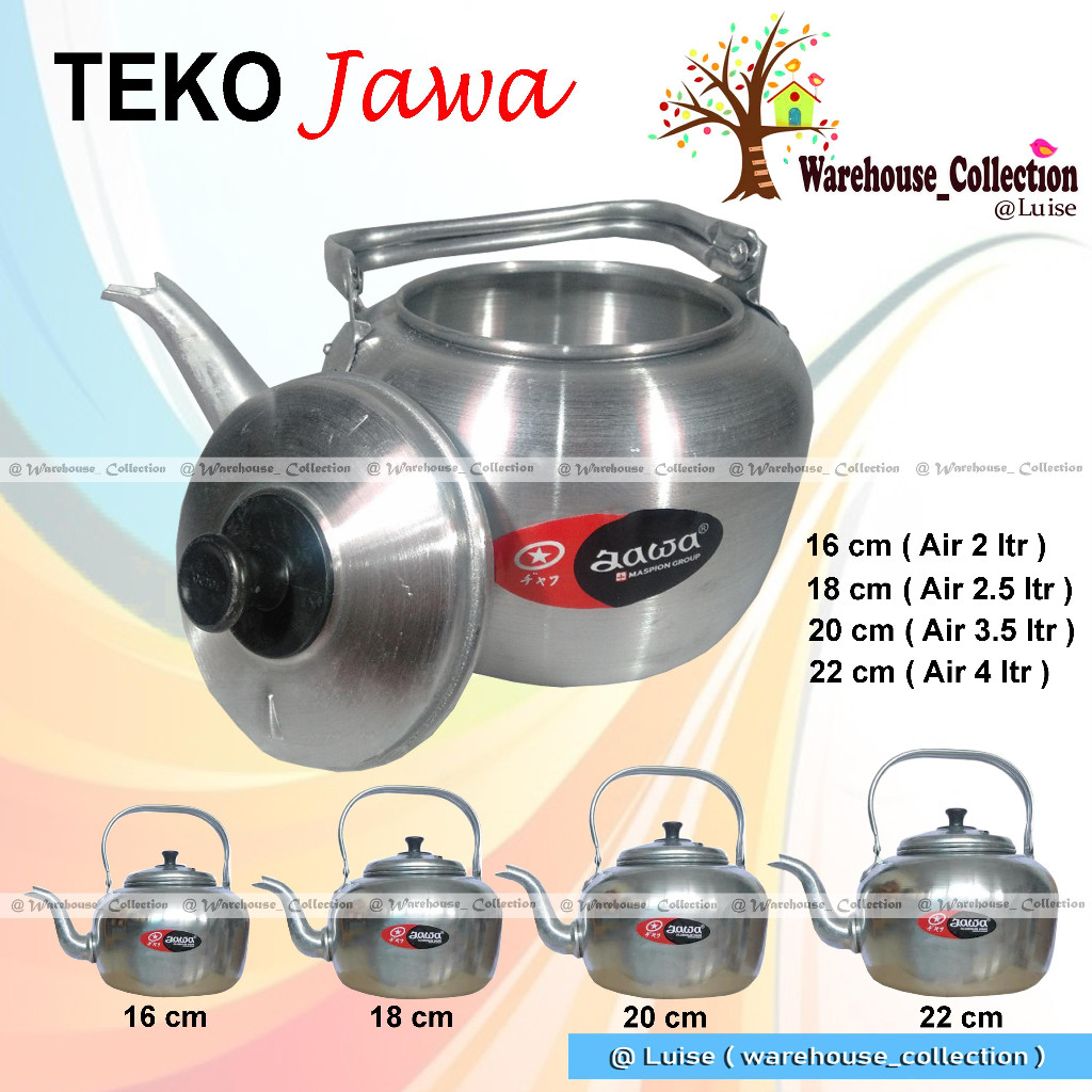 PROMO HARI INI Teko air aluminium 16cm,18cm,20cm & 22cm Cor Jawa Maspion /Ceret masak air/ceret air 
