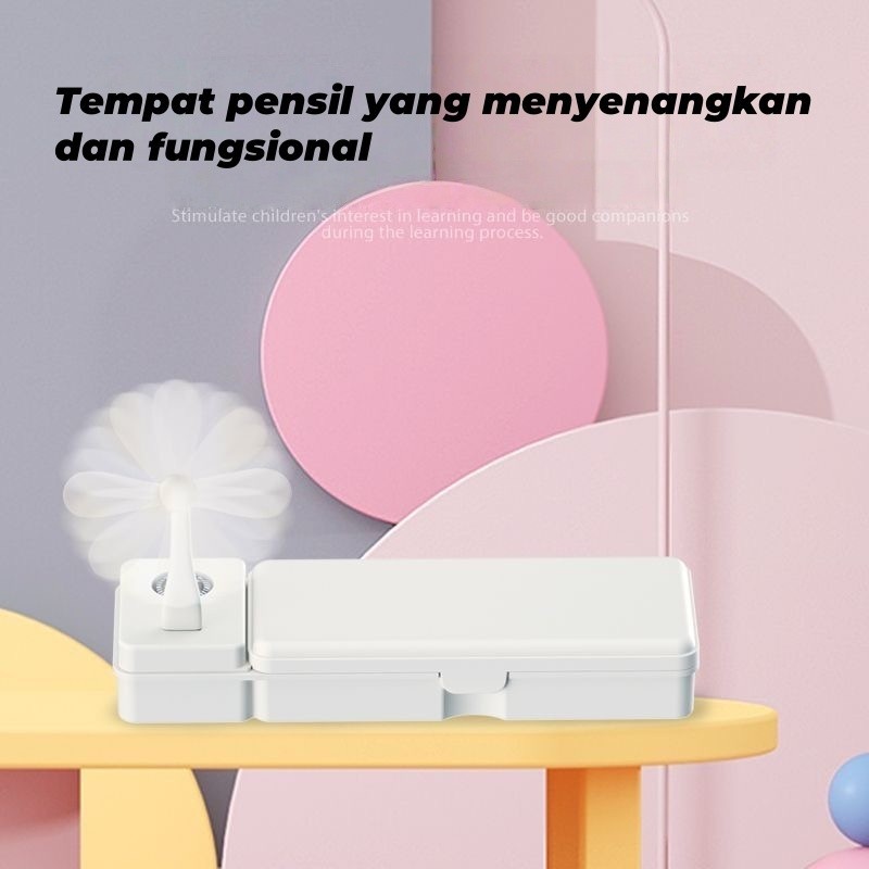 

3in1 Multifungsi Kotak Pensil Lampu Meja Kipas Angin Tempat Pensil Siswa Sekolah Dasar Kotak Pensil