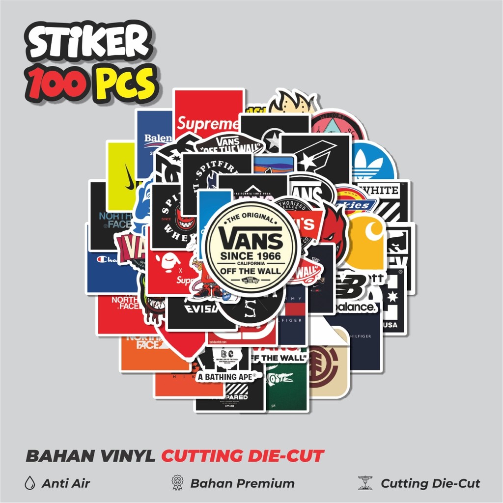 

Terbaru! 50 pcs Stiker Random Mix Logo Brand Versi 1 Dekorasi Lucu Kreatif untuk Notebook, Skateboard, HP