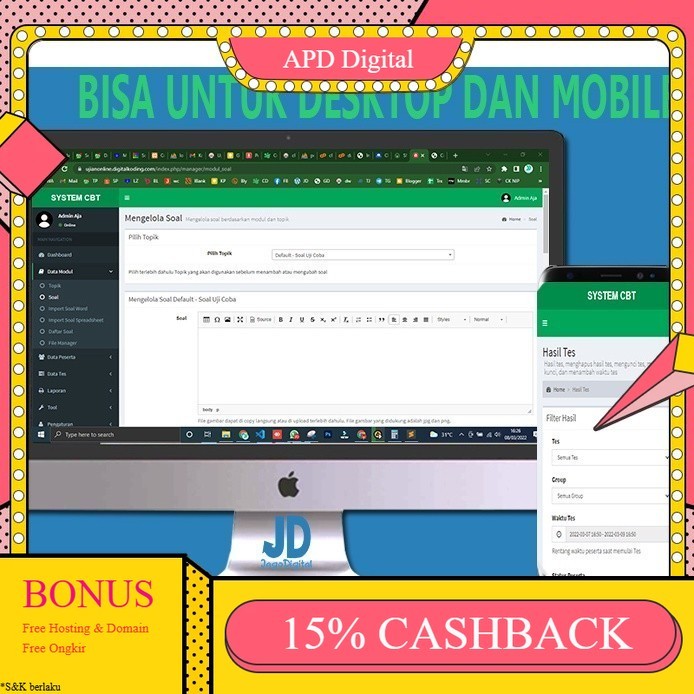 Source Code Ujian Online CBT Siswa Mahasiswa berbasis web APD