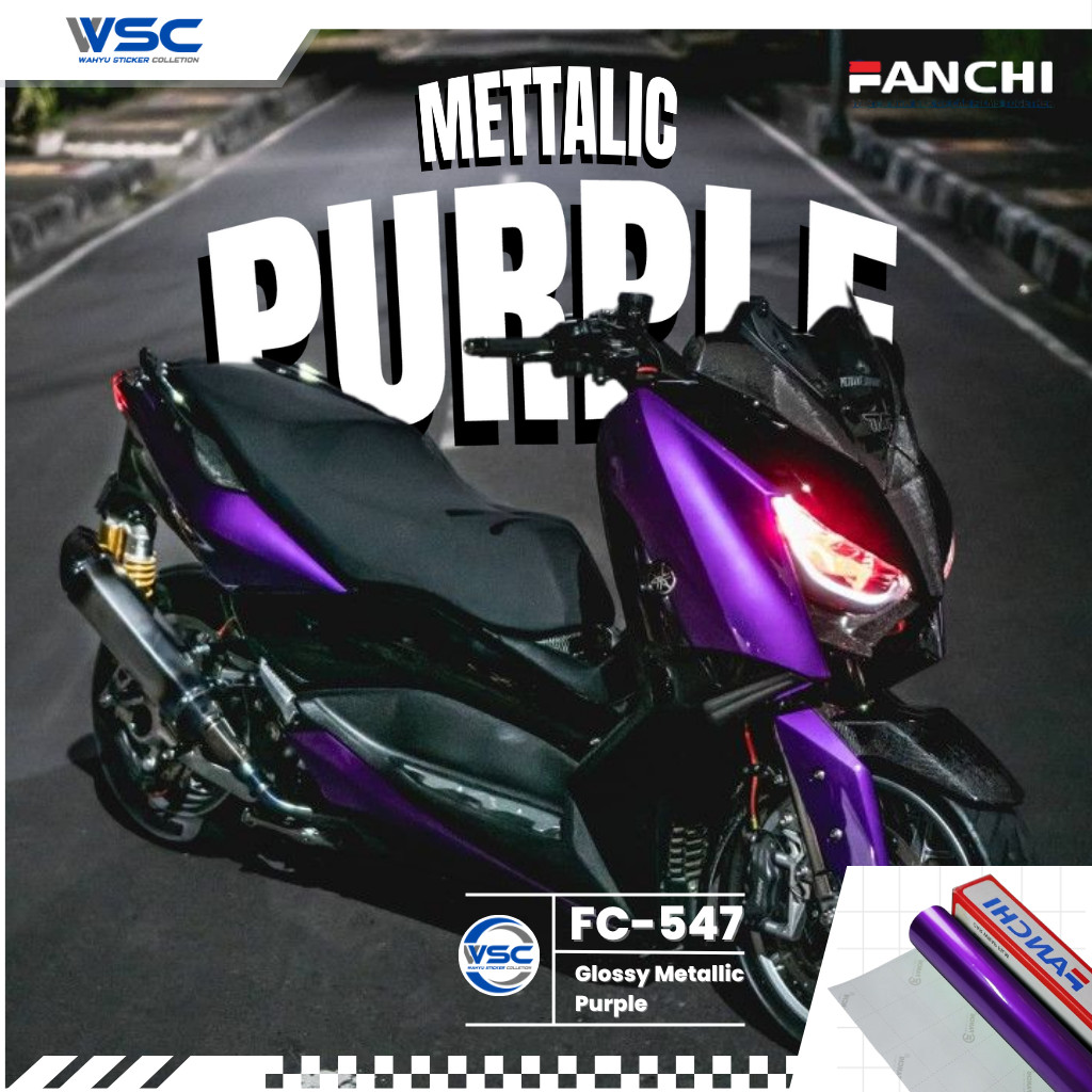 Stiker Skotlet Ungu Metalik Candy Purple Metallic Glossy Fanchi Premium Wrapping Motor Mobil 50 CM &
