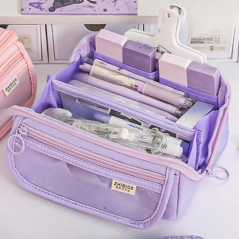 

Pencil Case Large Capacity Schoolgirl Stationery Box High Value Stationery Bag Multifunctional Pencil Case