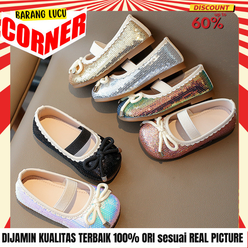 Sepatu Lebaran Pesta   Princess FlatShoes Anak Perempuan Cewek  Import  2 3 4 5 6 7 tahun