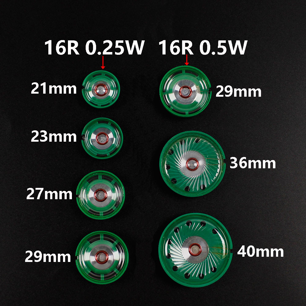 2Pcs 16Ohms Ultra-thin Round Speaker 21 23 27 29 36 40mm Diameter 16Ohm 0.25W 0.5W Loudspeaker Doorb