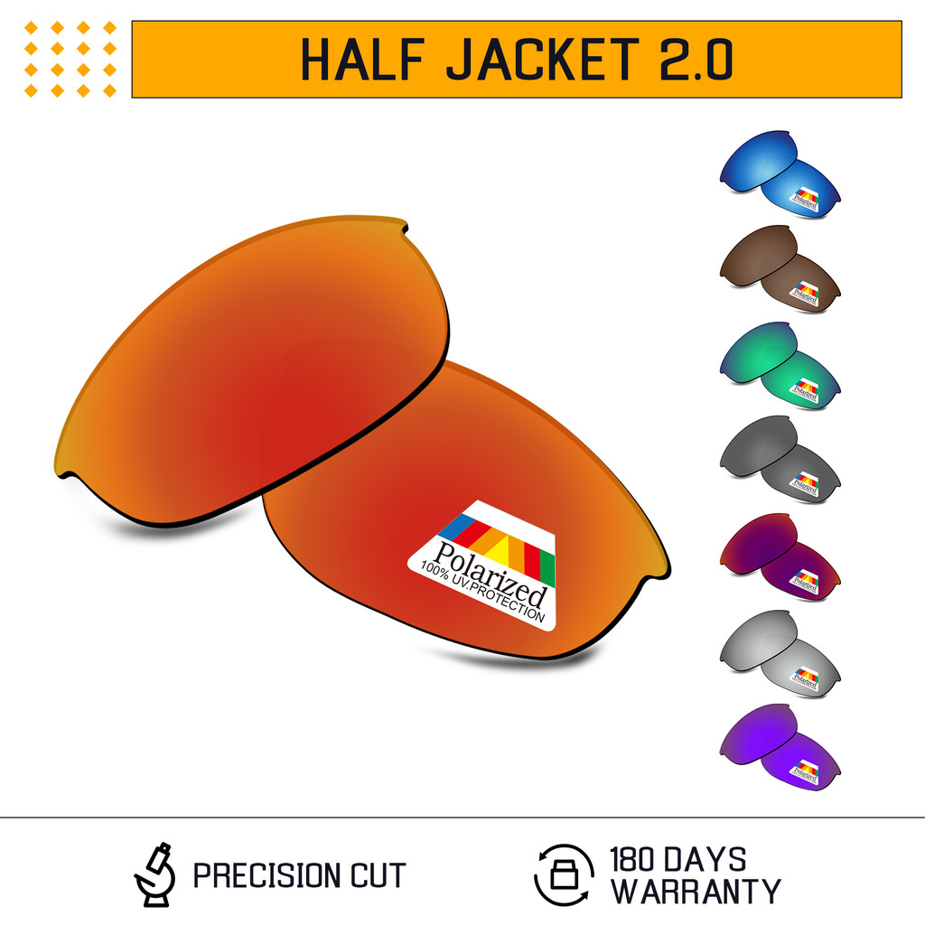 Bwake Polarized Replacement Lenses for-Oakley Half Jacket 2.0 OO9144-62mm OO9153-62mm Sunglasses Fra
