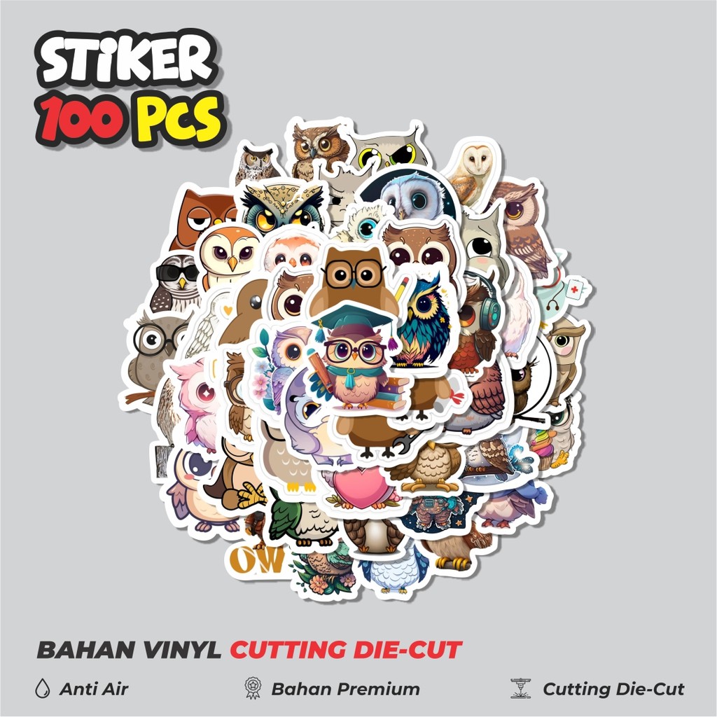 

Terbaru! 50 pcs Stiker Owl [Burung Hantu] Dekorasi Lucu Kreatif untuk Notebook, Skateboard, HP