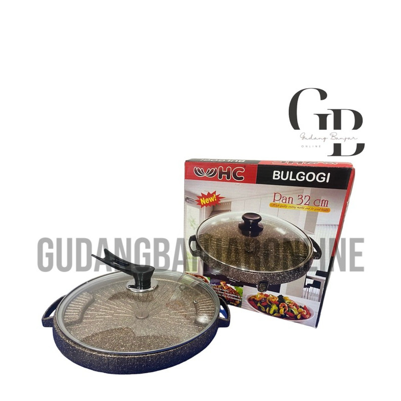 Bulgogi Pan/ panci BBQ + tutup merk HC MERK HC ASLI / Grill pan BBQ 32 cm/ TEBAL BAGUS BERKUALITAS