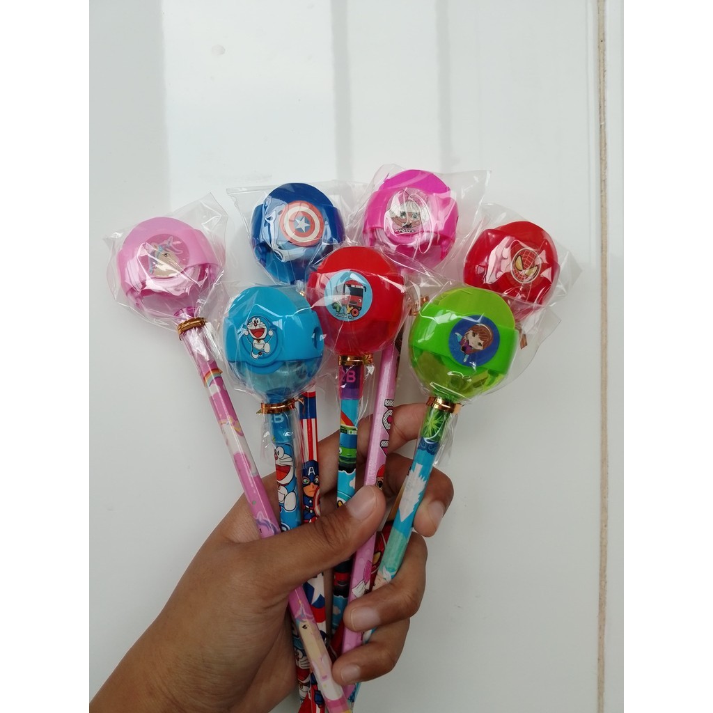 

*KA* PENSIL MOTIF KEPALA RAUTAN + PENGHAPUS WARNA WARNI / PENSIL STIP / PENSIL HAPUSAN/ PENSIL UNIK (SATUAN) NEW